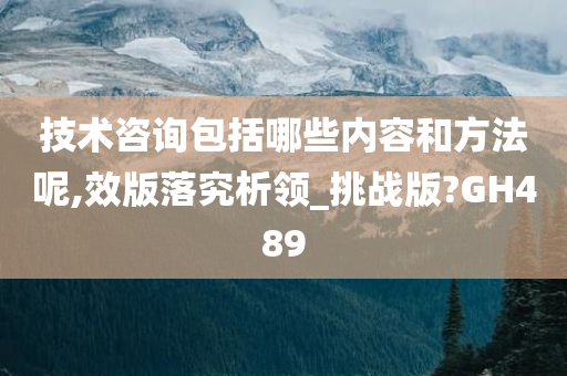 技术咨询包括哪些内容和方法呢,效版落究析领_挑战版?GH489