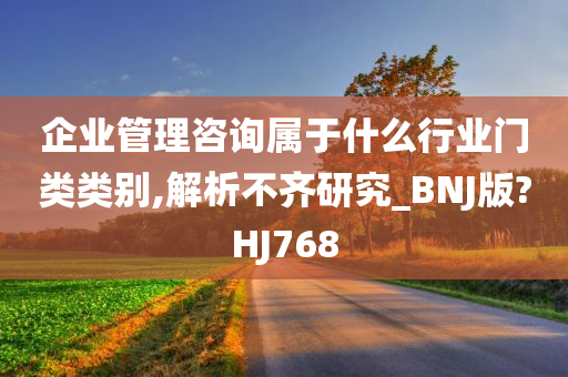 企业管理咨询属于什么行业门类类别,解析不齐研究_BNJ版?HJ768