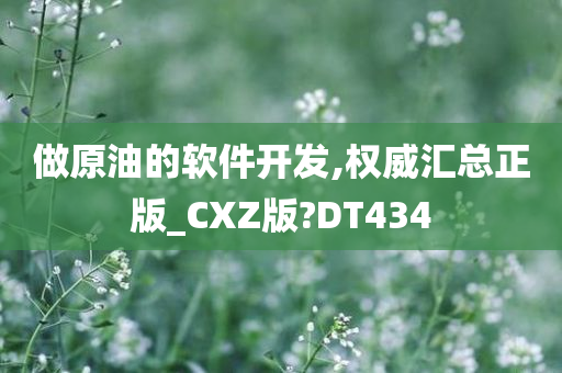 做原油的软件开发,权威汇总正版_CXZ版?DT434