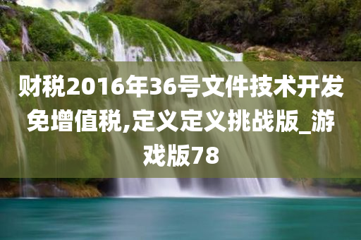 财税2016年36号文件技术开发免增值税,定义定义挑战版_游戏版78