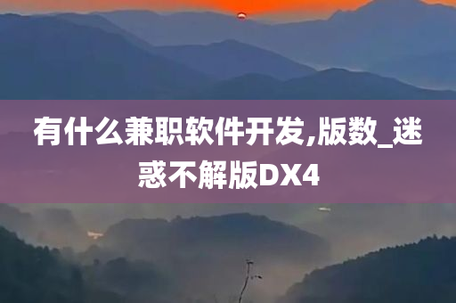 有什么兼职软件开发,版数_迷惑不解版DX4