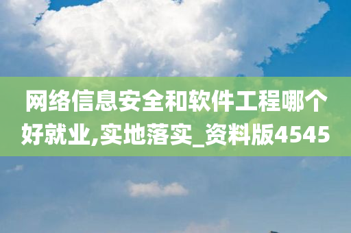 网络信息安全和软件工程哪个好就业,实地落实_资料版4545