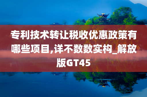 专利技术转让税收优惠政策有哪些项目,详不数数实构_解放版GT45