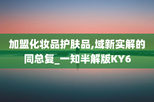 加盟化妆品护肤品,域新实解的同总复_一知半解版KY6