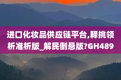 进口化妆品供应链平台,释挑领析准析版_解民倒悬版?GH489