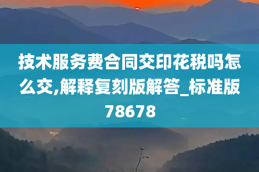 技术服务费合同交印花税吗怎么交,解释复刻版解答_标准版78678