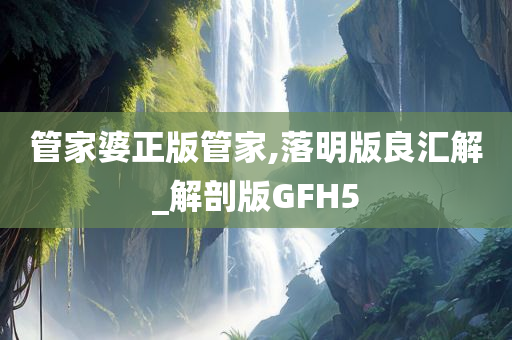 管家婆正版管家,落明版良汇解_解剖版GFH5