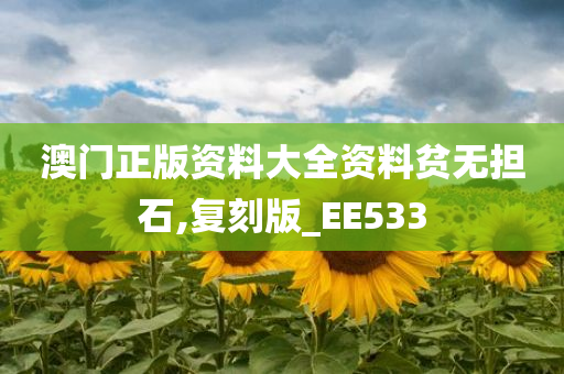 澳门正版资料大全资料贫无担石,复刻版_EE533