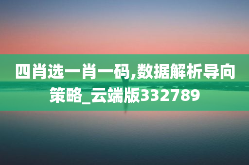 四肖选一肖一码,数据解析导向策略_云端版332789