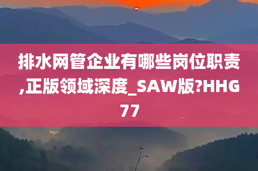 排水网管企业有哪些岗位职责,正版领域深度_SAW版?HHG77