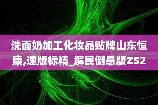 洗面奶加工化妆品贴牌山东恒康,速版标精_解民倒悬版ZS2